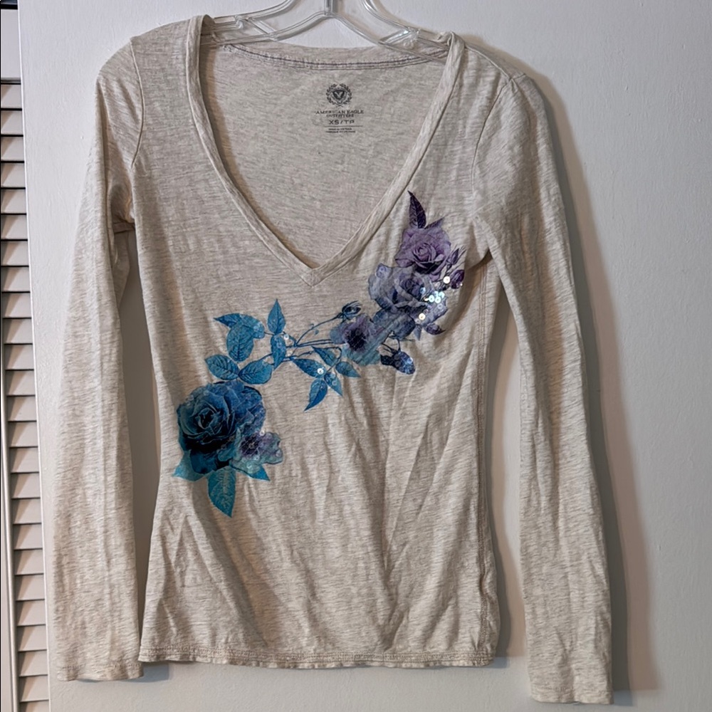 Women's Floral V-Neck Top